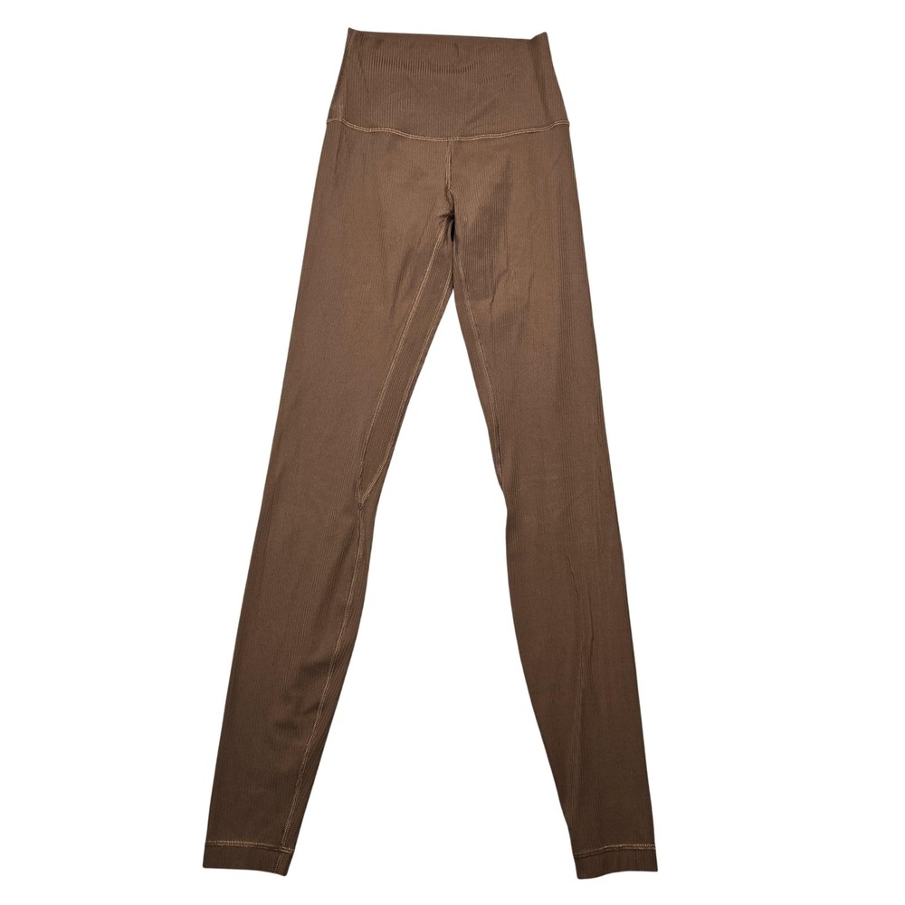 Lululemon Pants Womens 2 Brown Ribbed‎ High Rise Flare Leggings Yoga Athletic